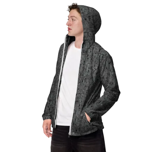 Linear Obsession on a Men's Windbreaker