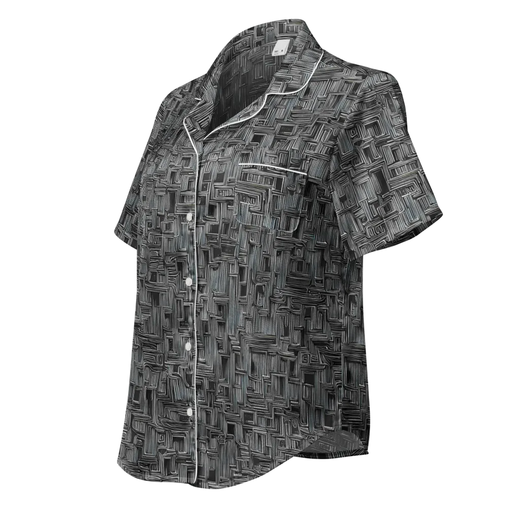 Linear Obsession on Women's Short Sleeve Pajama Top — Left Front