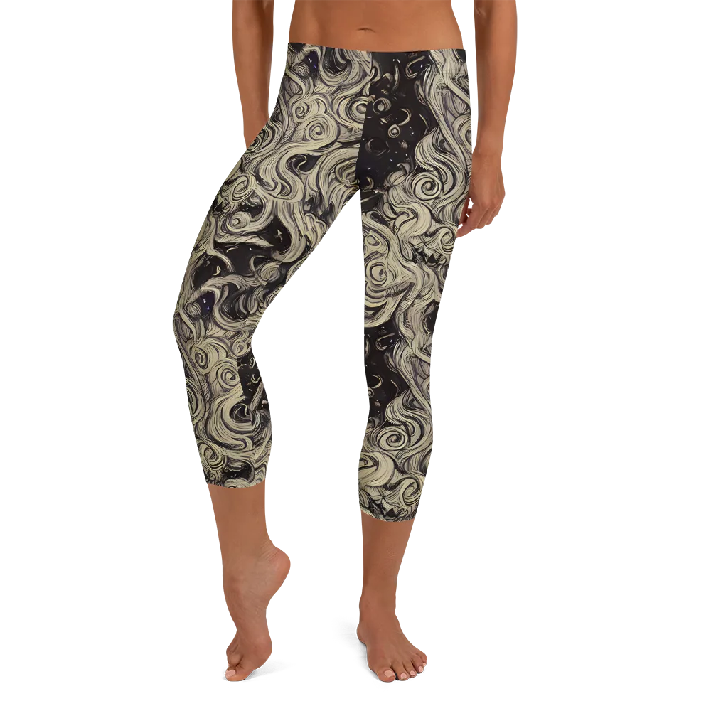 Ivory Whirlpool on Capri Leggings — Front