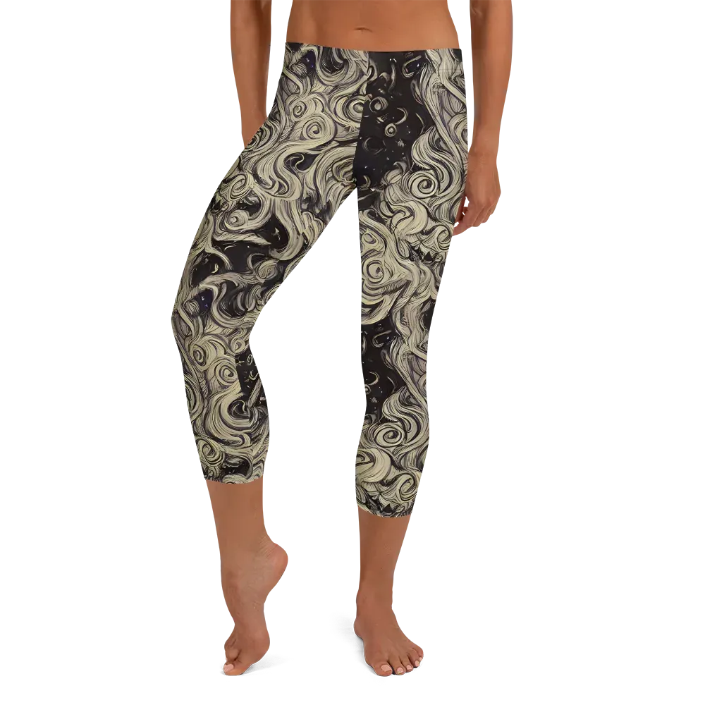 Ivory Whirlpool on Capri Leggings — Front