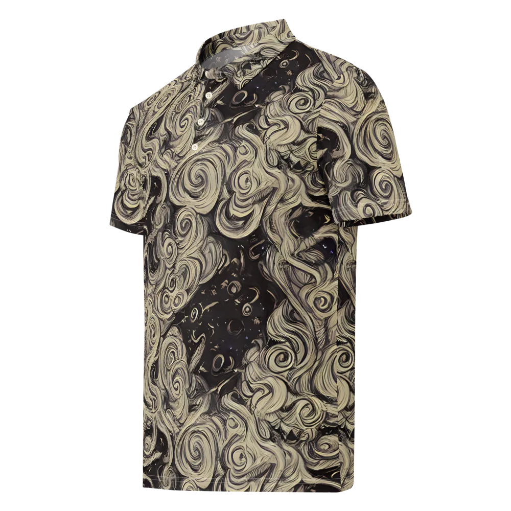 Ivory Whirlpool on Men's Slim Fit Polo Shirt — Left Front