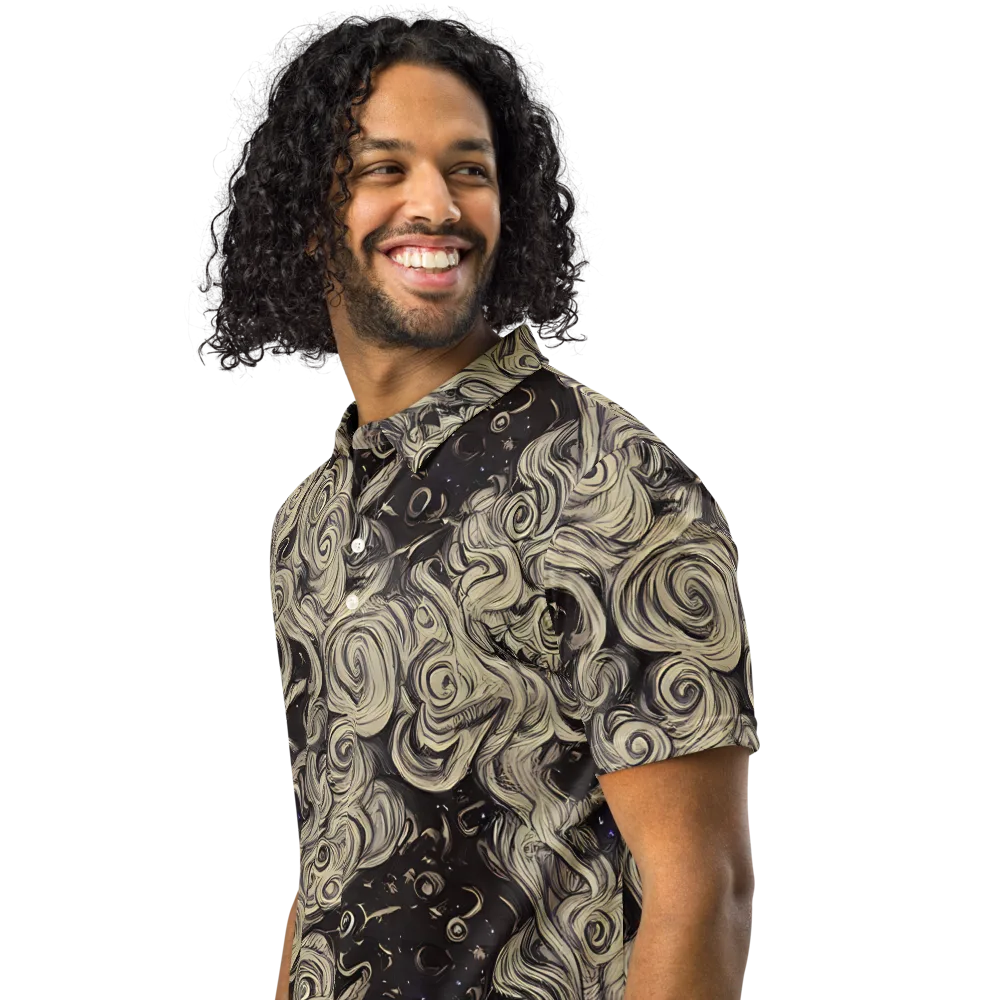 Ivory Whirlpool on Men's Slim Fit Polo Shirt — Left Front