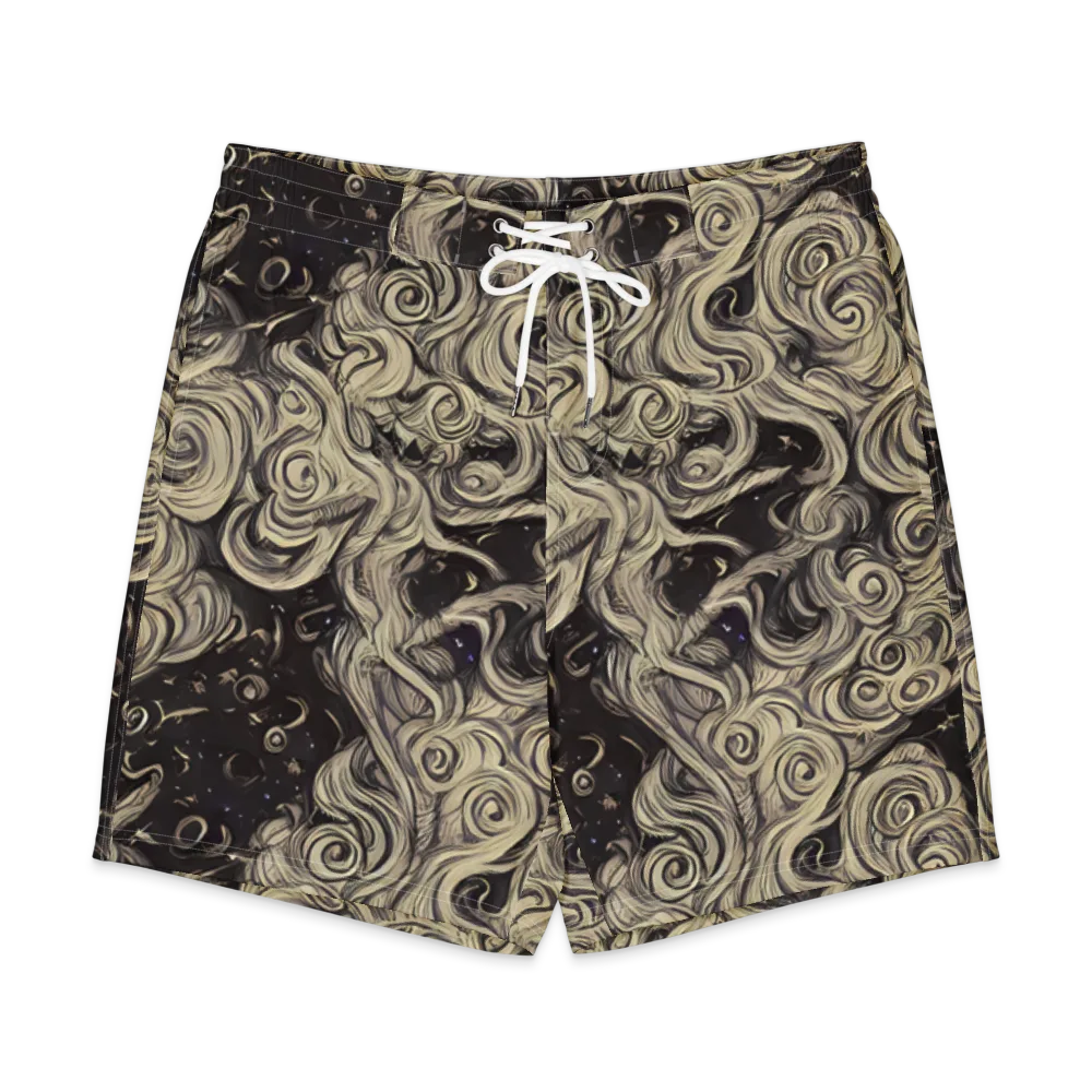 Ivory Whirlpool on Men's Board Shorts — Front