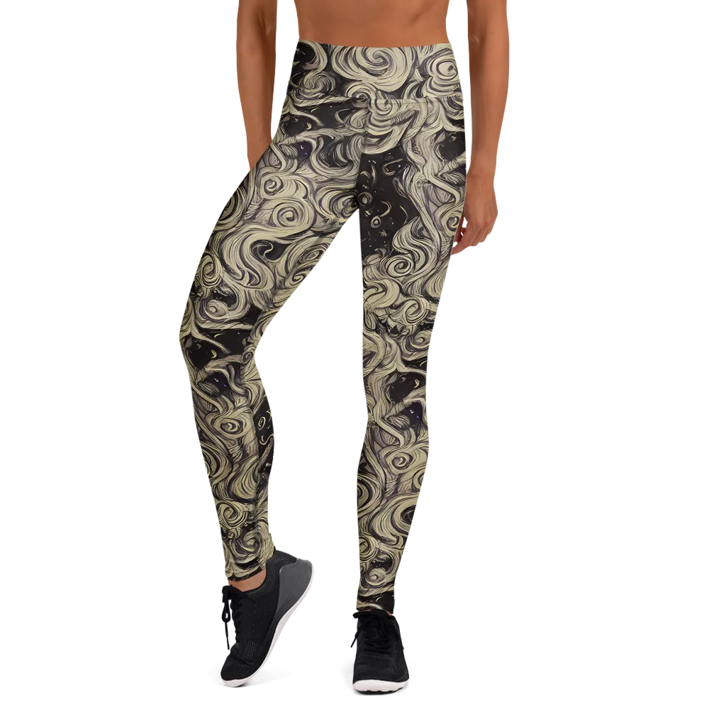 Ivory Whirlpool on Yoga Leggings — Front