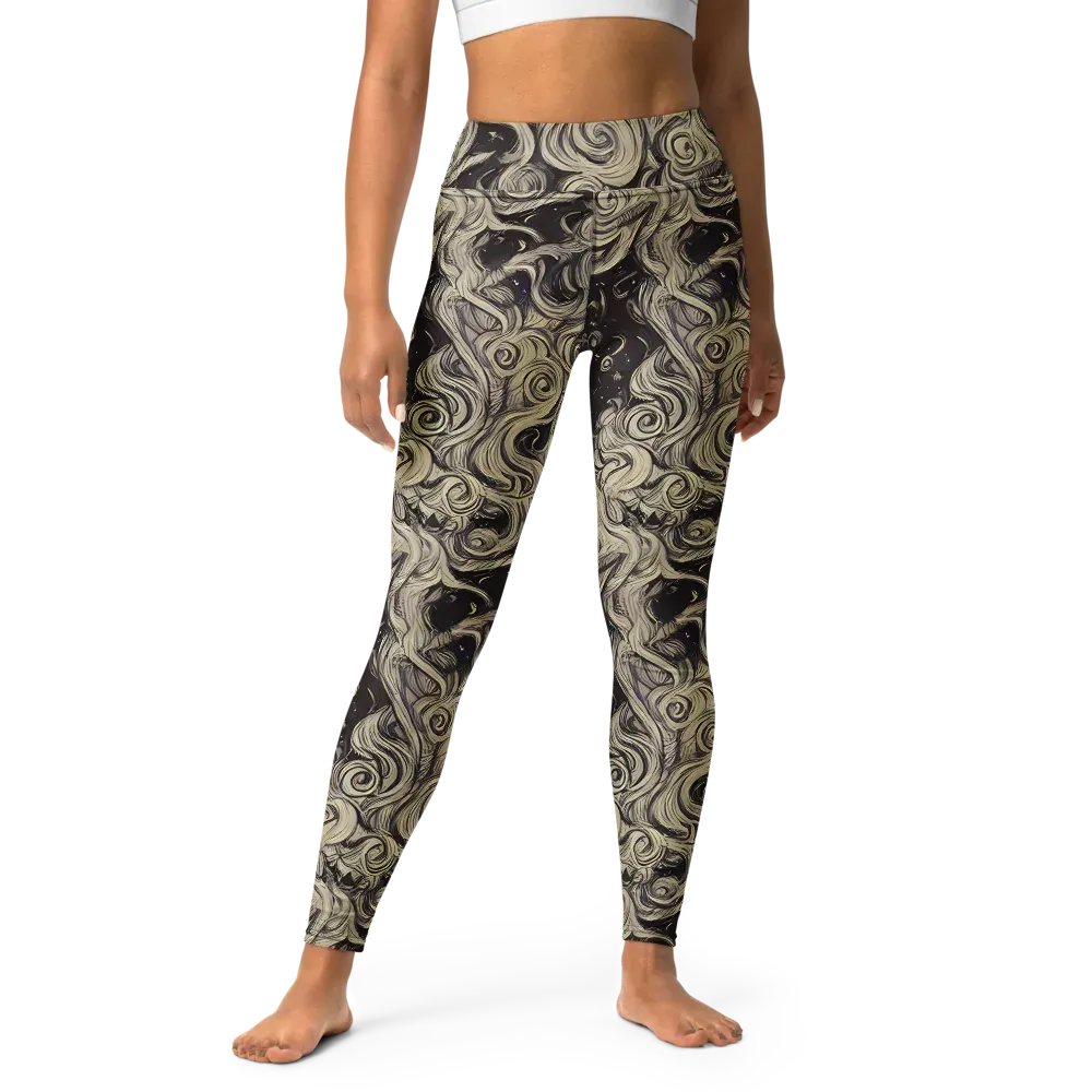 Ivory Whirlpool on Yoga Leggings — Front