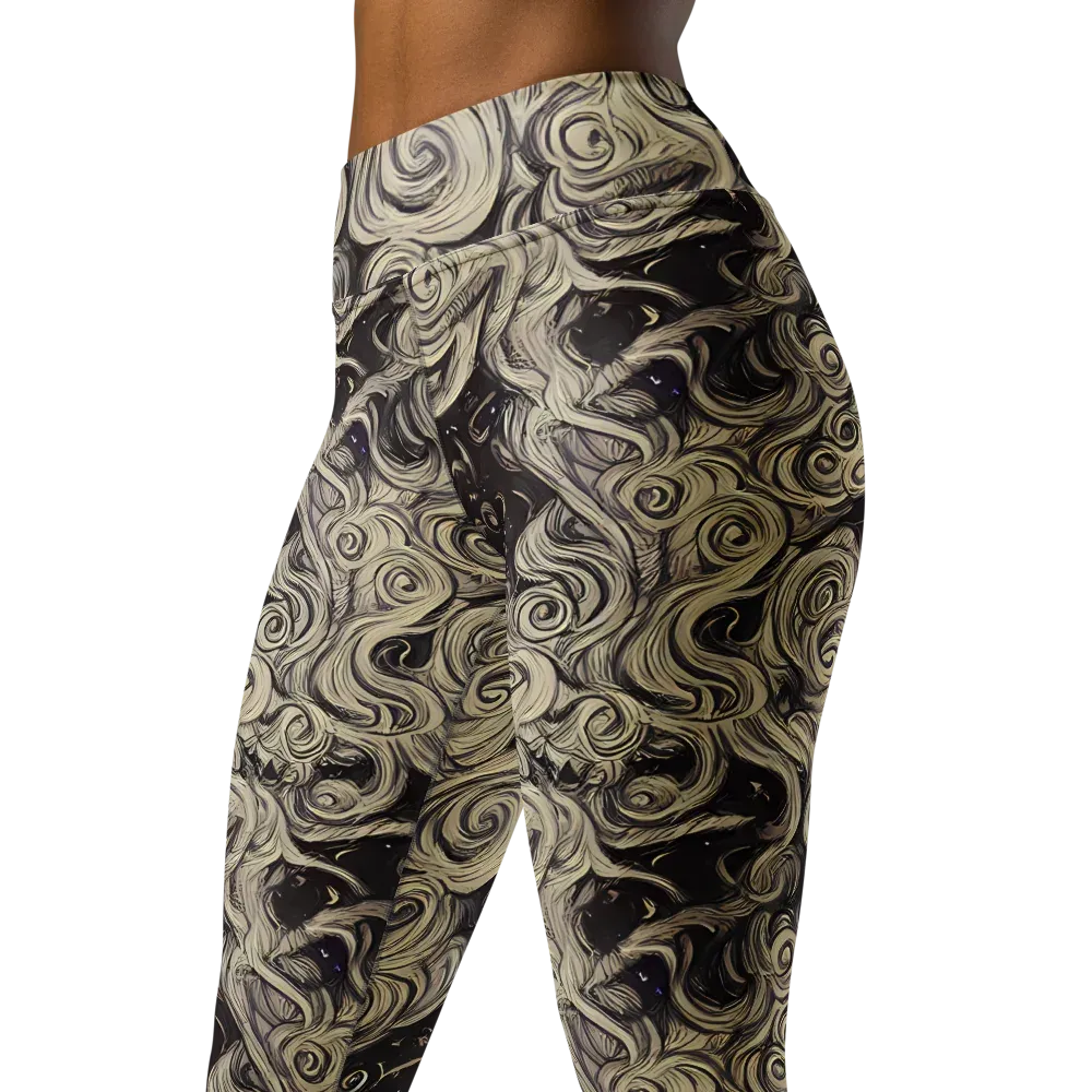 Ivory Whirlpool on Yoga Leggings — Left Front