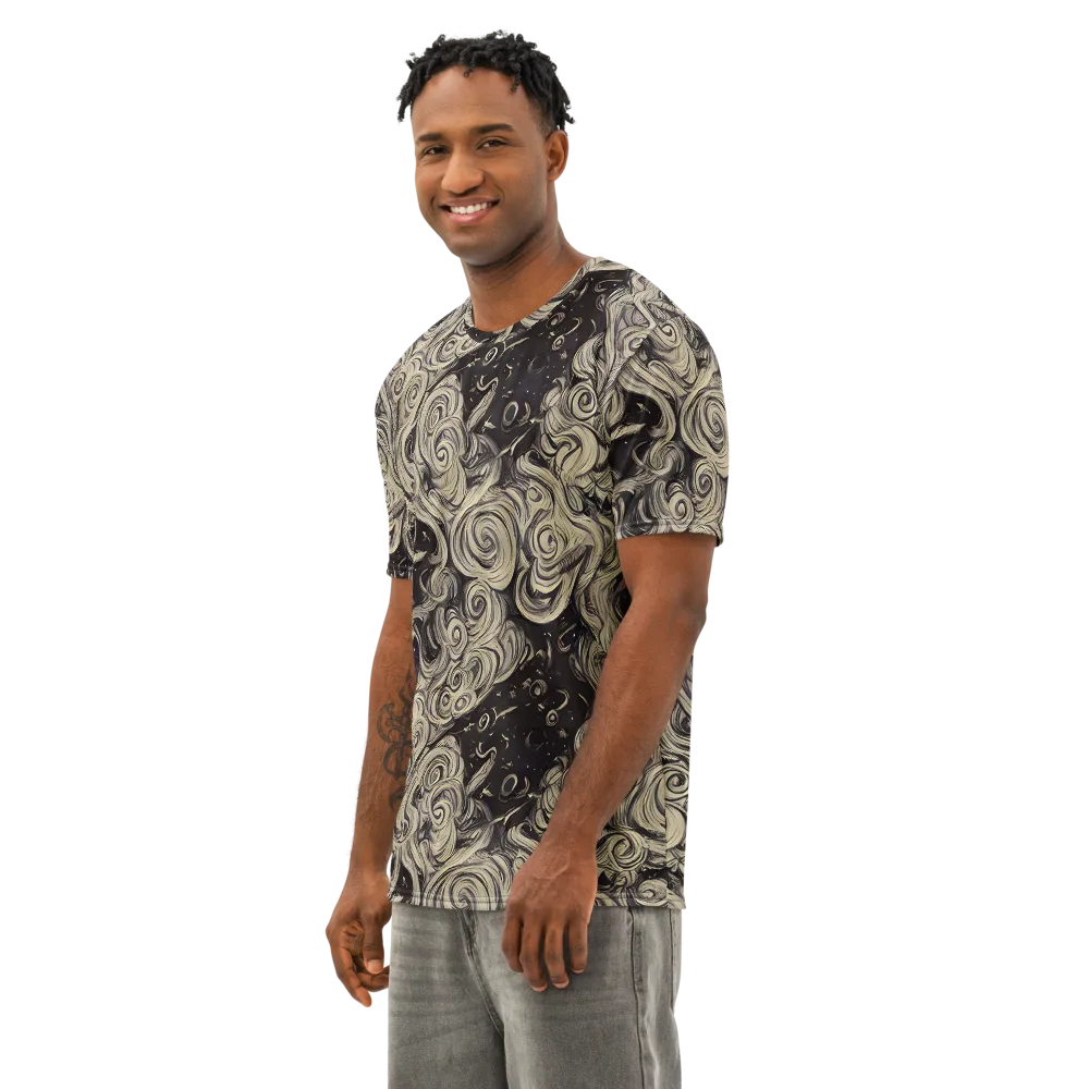 Ivory Whirlpool on Men's Cotton Crew Neck T-Shirt — Left Front