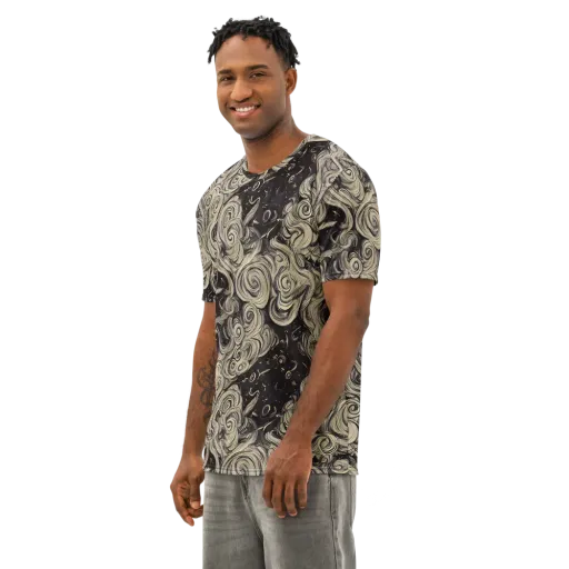 Ivory Whirlpool on a Men's Cotton Crew Neck T-Shirt