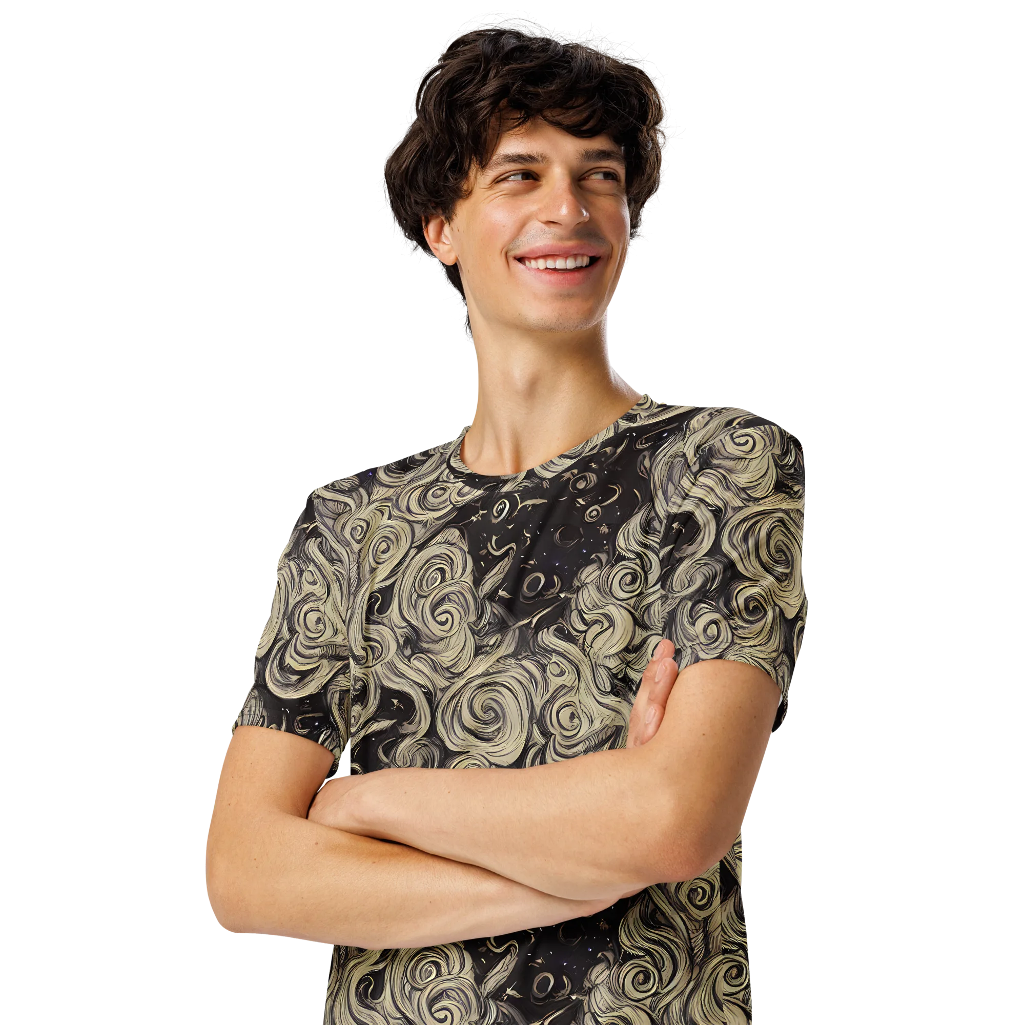 Ivory Whirlpool on Men's Crew Neck T-Shirt — Left Front
