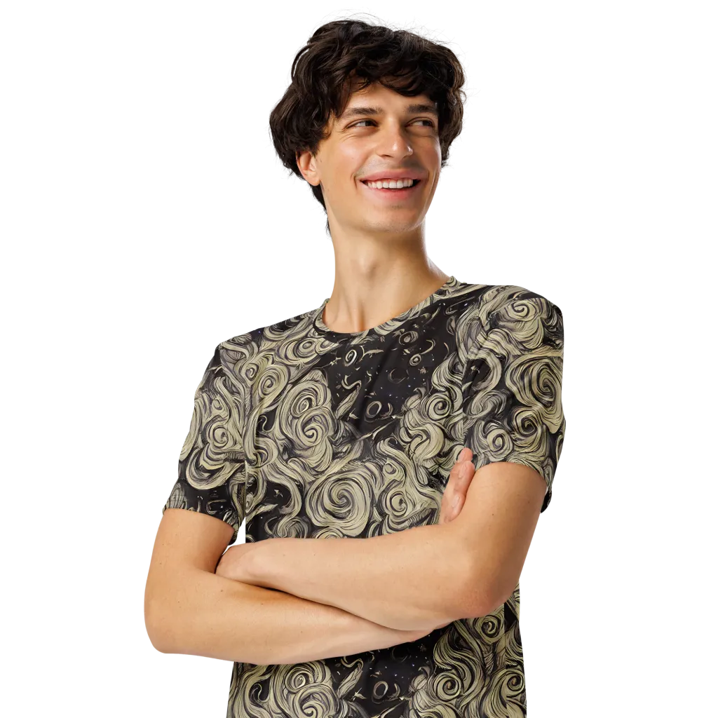 Ivory Whirlpool on Men's Crew Neck T-Shirt — Left Front