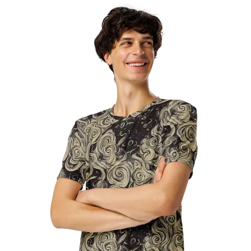 Ivory Whirlpool on a Men's Crew Neck T-Shirt