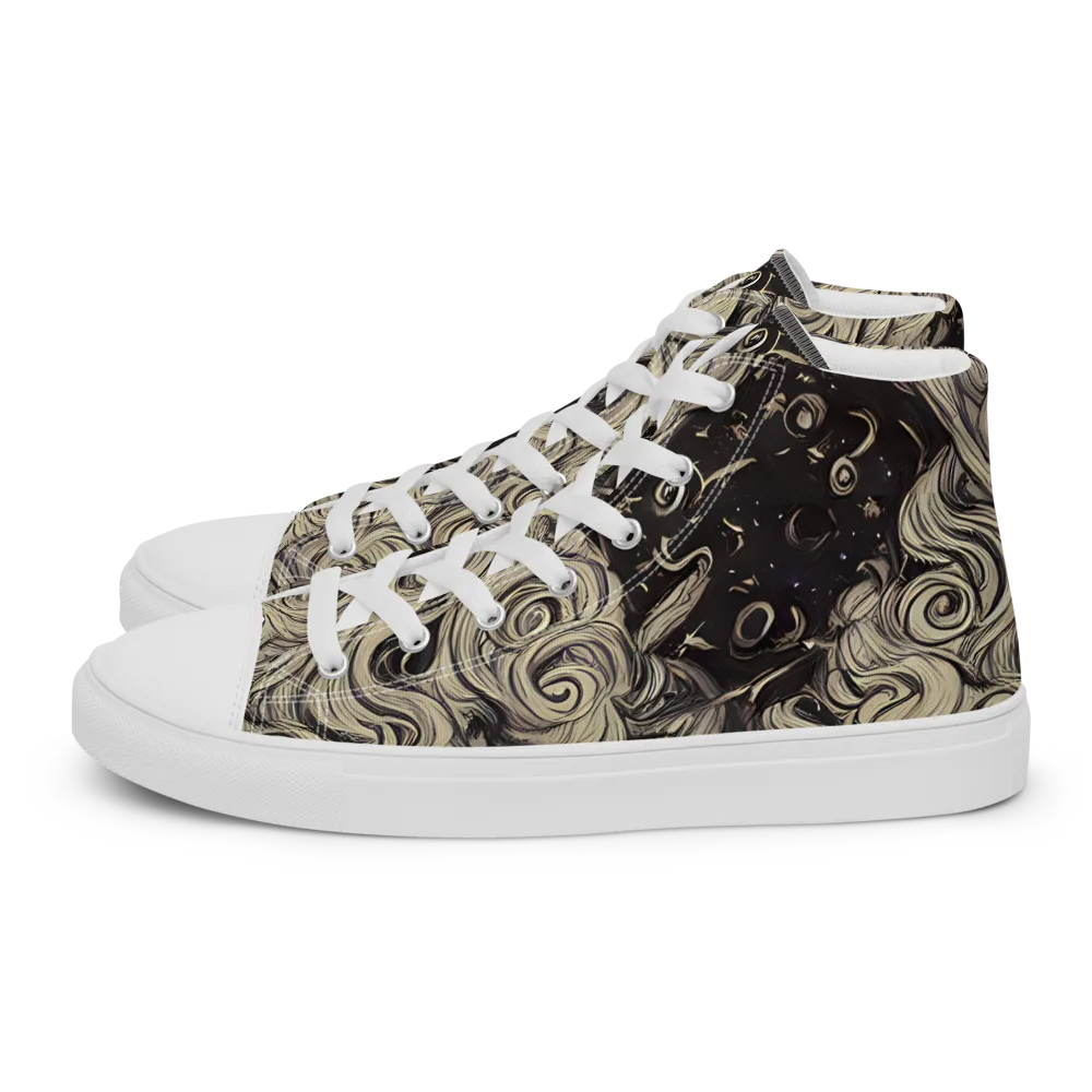 Ivory Whirlpool on Men's High Top Canvas Shoes — Left