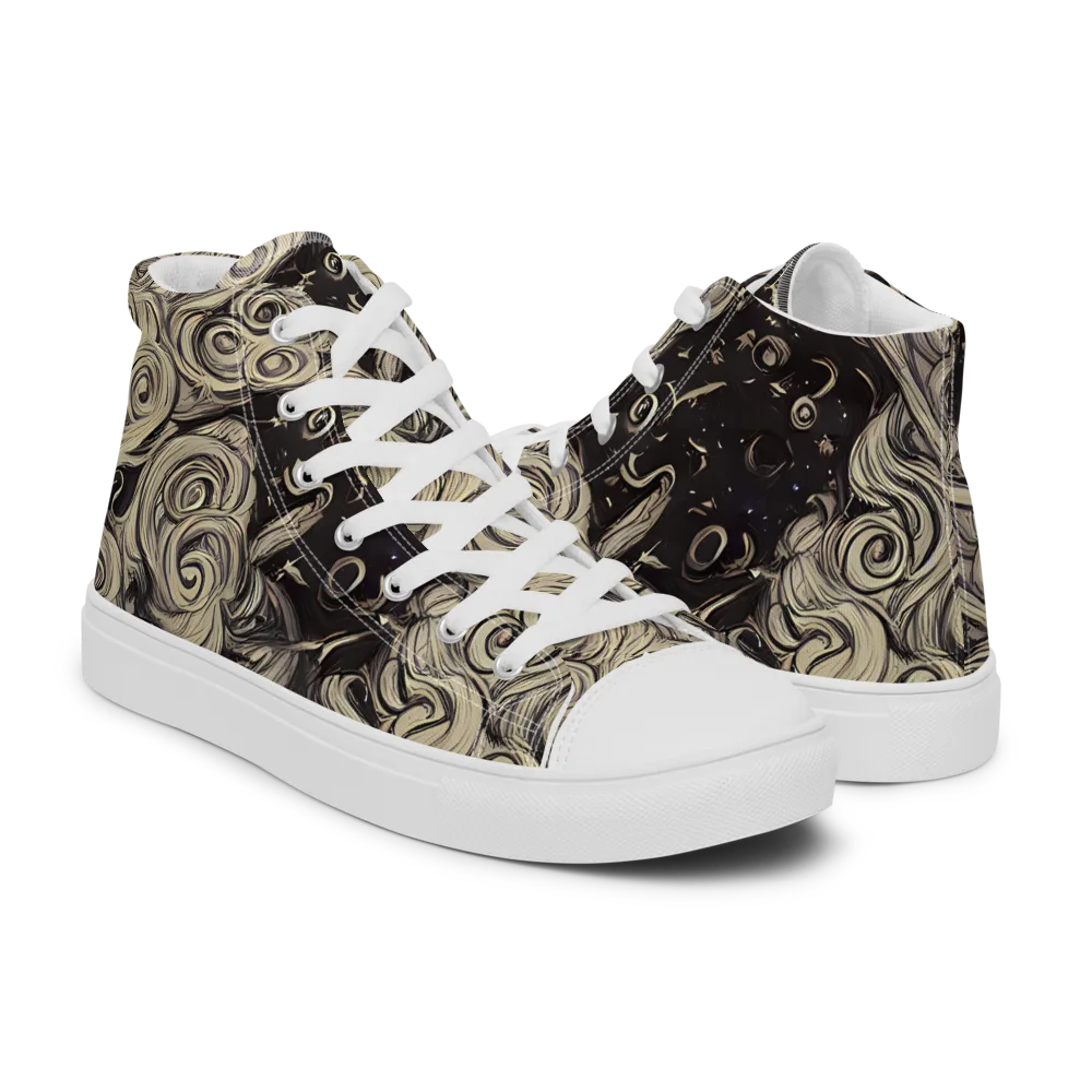 Ivory Whirlpool on Men's High Top Canvas Shoes — Right