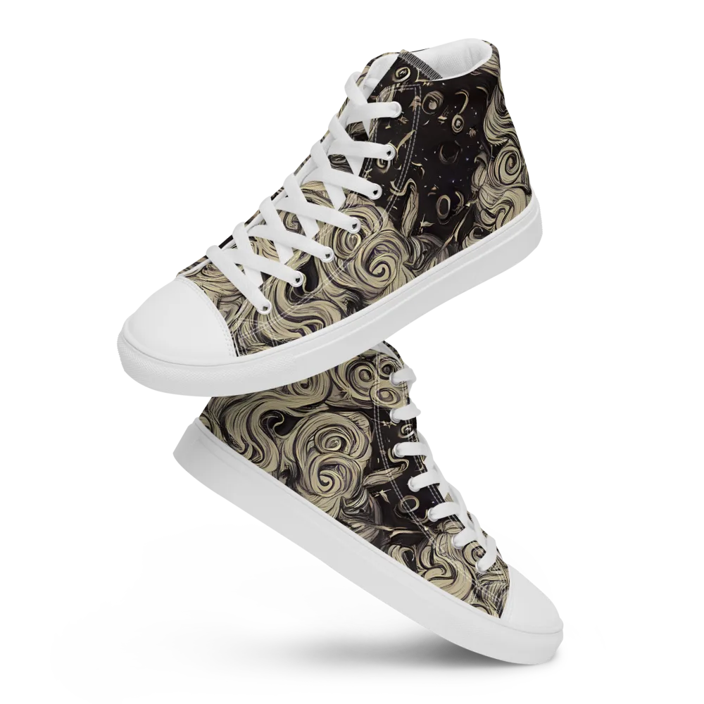 Ivory Whirlpool on Men's High Top Canvas Shoes — Front