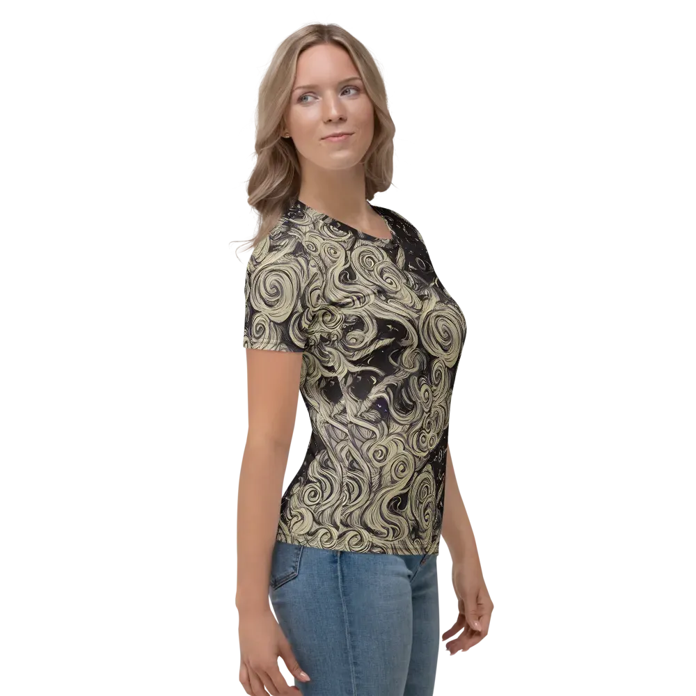 Ivory Whirlpool on Women's Crew Neck T-Shirt — Right