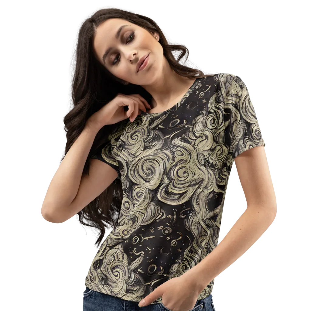 Ivory Whirlpool on Women's Crew Neck T-Shirt — Left Front