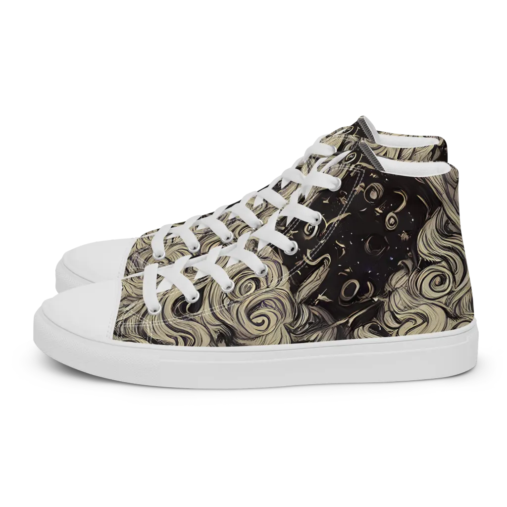 Ivory Whirlpool on Women's High Top Canvas Shoes — Left