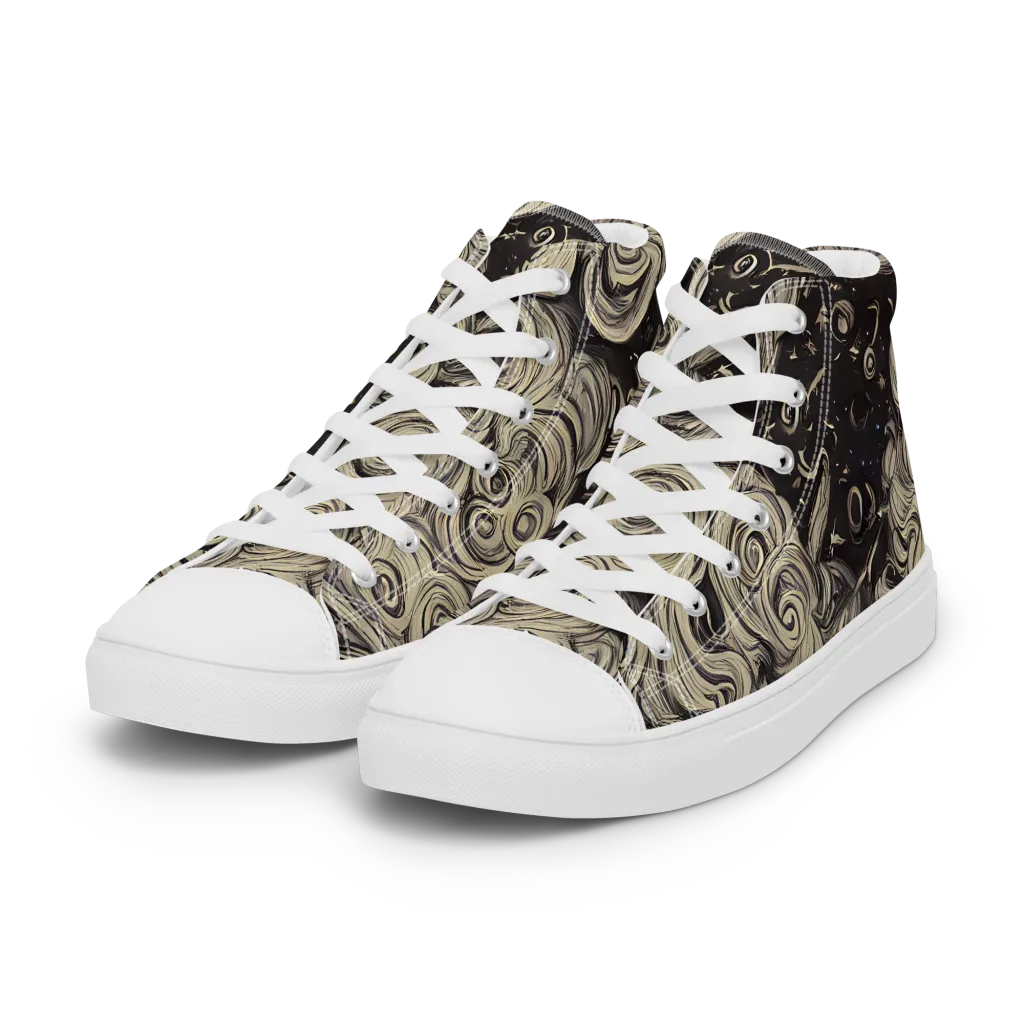Ivory Whirlpool on Women's High Top Canvas Shoes — Left Front