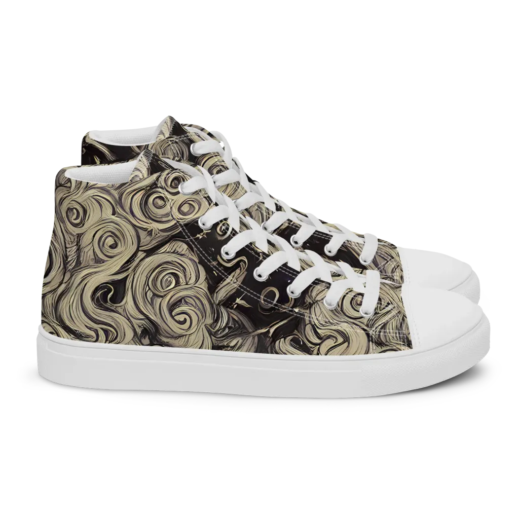 Ivory Whirlpool on Women's High Top Canvas Shoes — Right