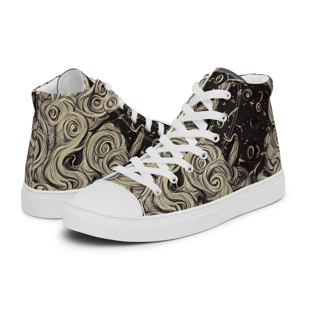 Ivory Whirlpool on Women's High Top Canvas Shoes — Left