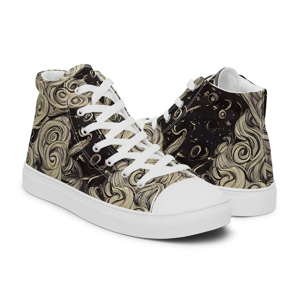 Ivory Whirlpool on Women's High Top Canvas Shoes — Right