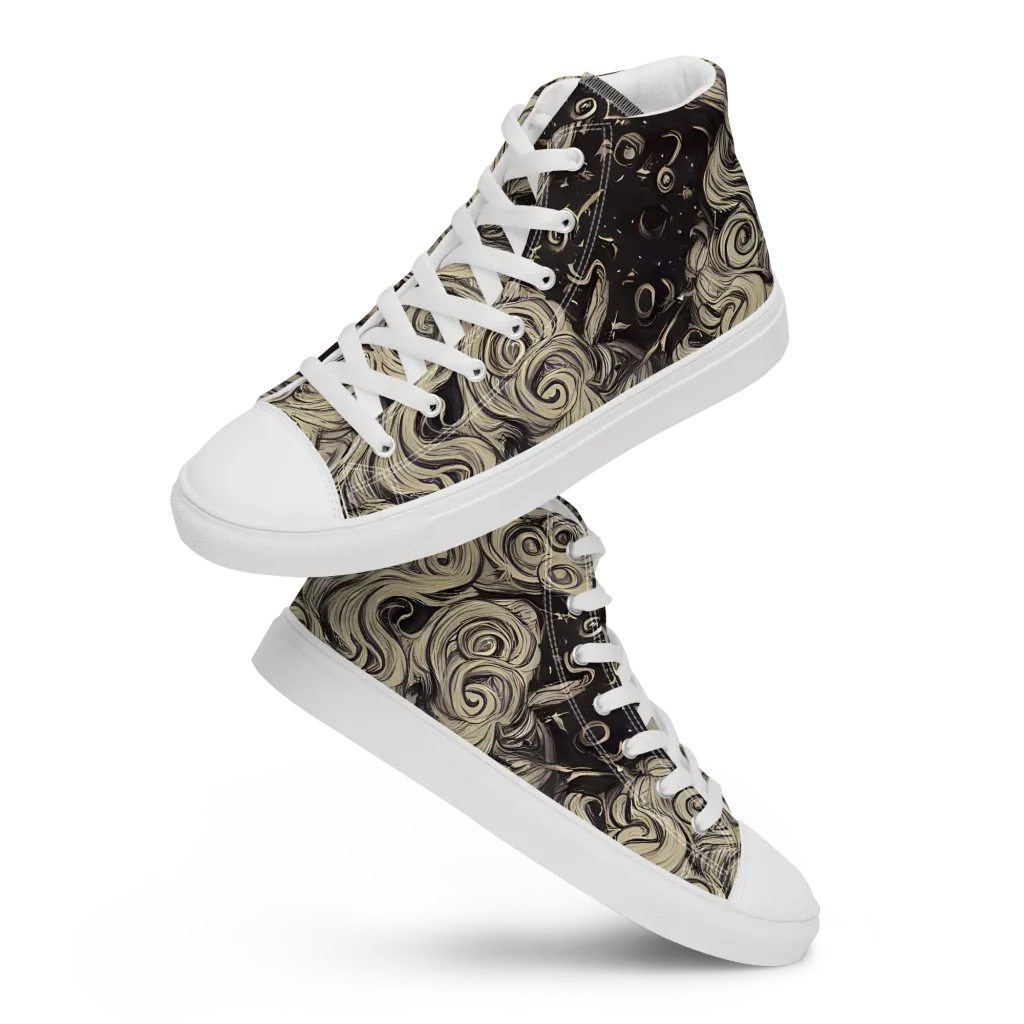 Ivory Whirlpool on Women's High Top Canvas Shoes — Front