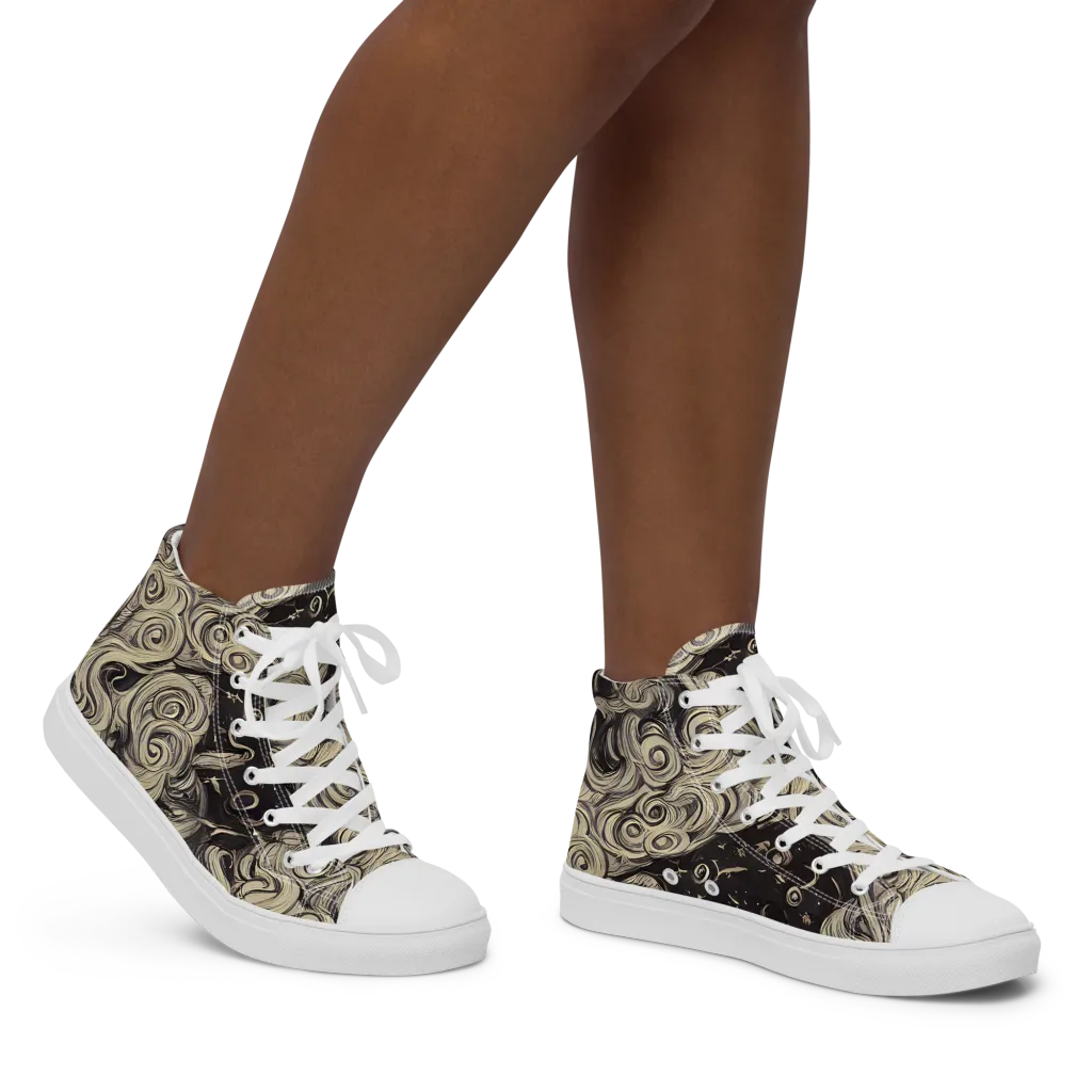 Ivory Whirlpool on Women's High Top Canvas Shoes — Right