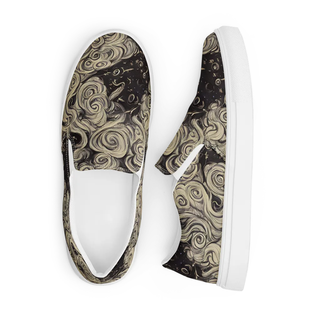 Ivory Whirlpool on Men's Slip-On Canvas Shoes — Front