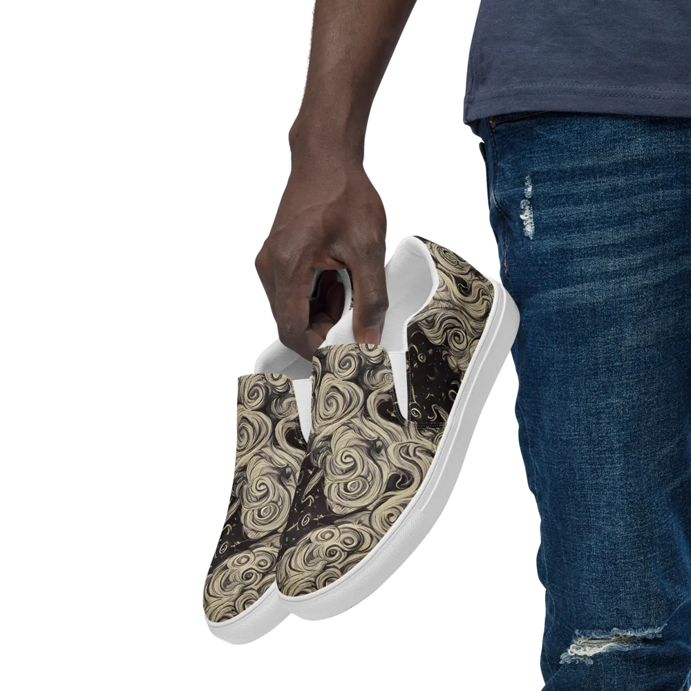 Ivory Whirlpool on Men's Slip-On Canvas Shoes — Left Front