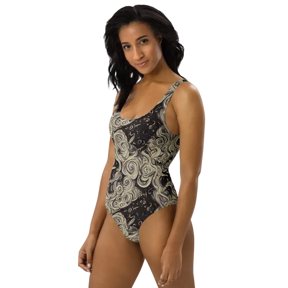 Ivory Whirlpool on One-Piece Swimsuit — Left