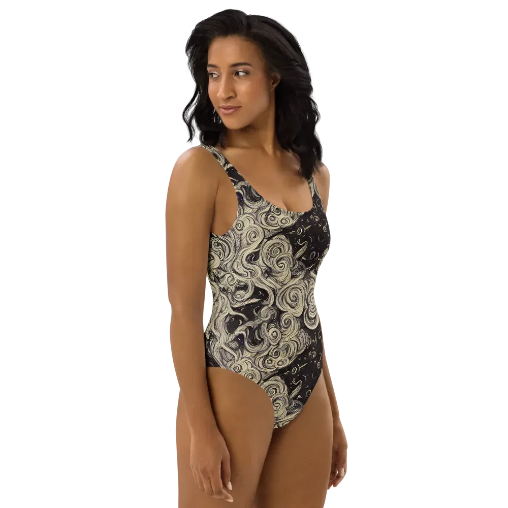 Ivory Whirlpool on One-Piece Swimsuit — Right