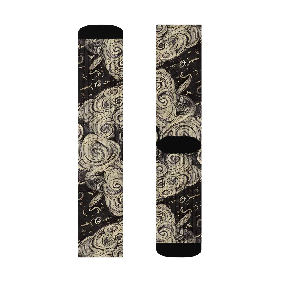 Ivory Whirlpool on Socks — Right Sock