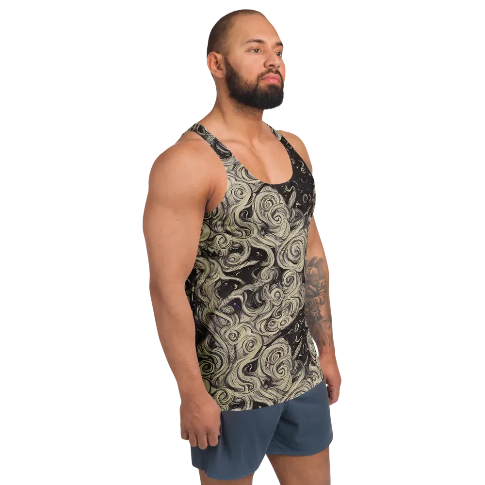 Ivory Whirlpool on Men's Tank Top — Right Front