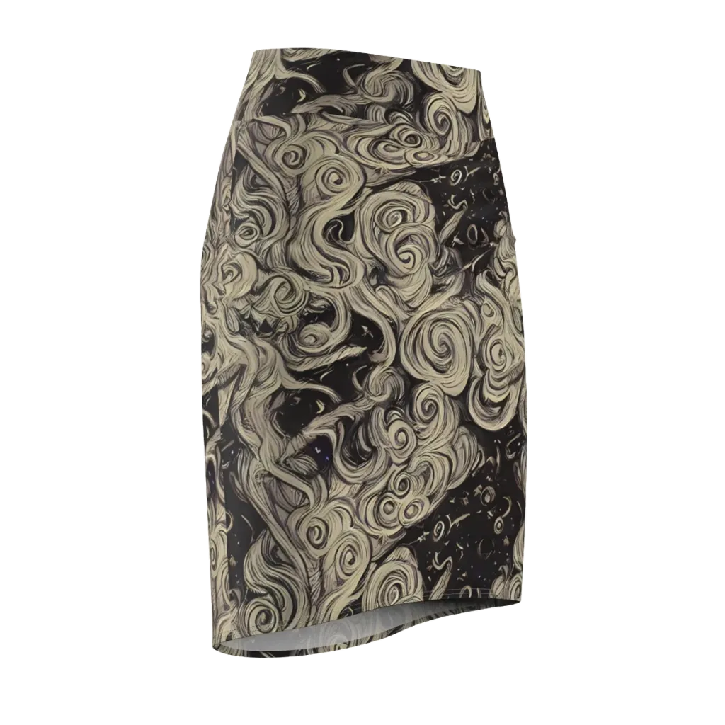 Ivory Whirlpool on Pencil Skirt — Front Side
