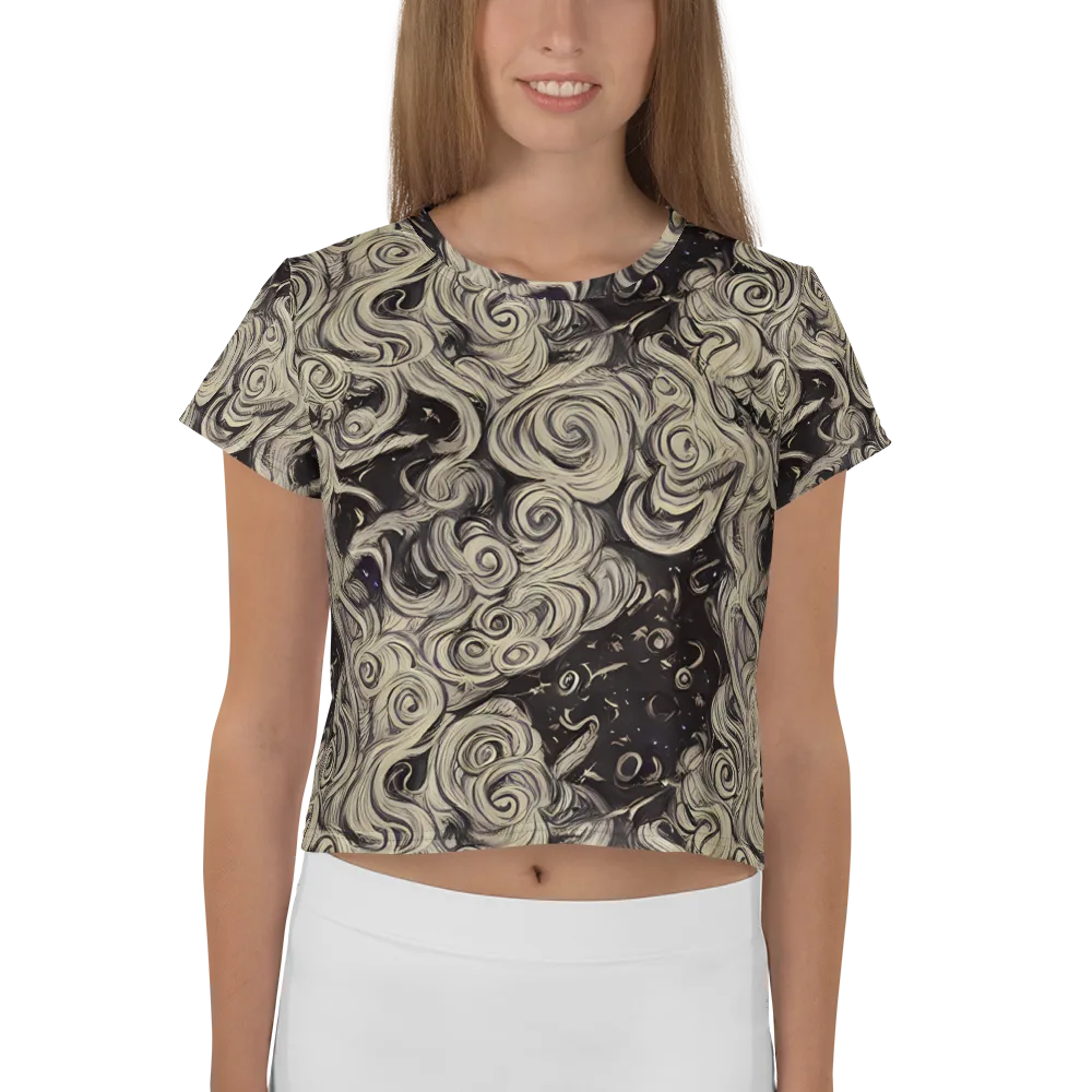 Ivory Whirlpool on Crop Tee — Front