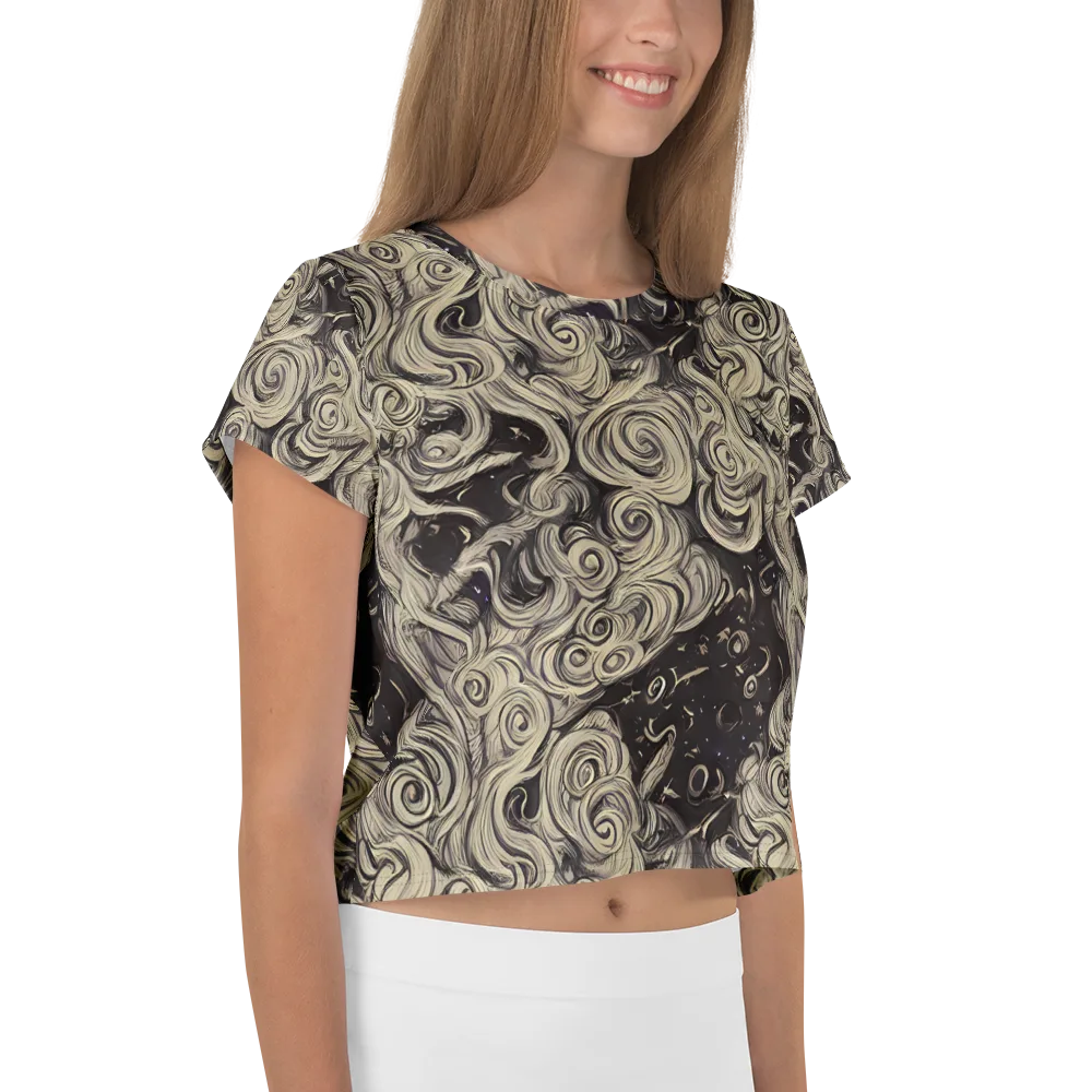 Ivory Whirlpool on Crop Tee — Right