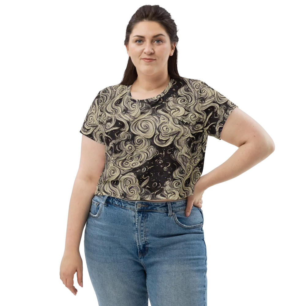 Ivory Whirlpool on Crop Tee — Front