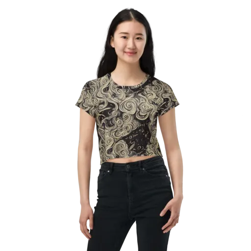 Ivory Whirlpool on a Crop Tee