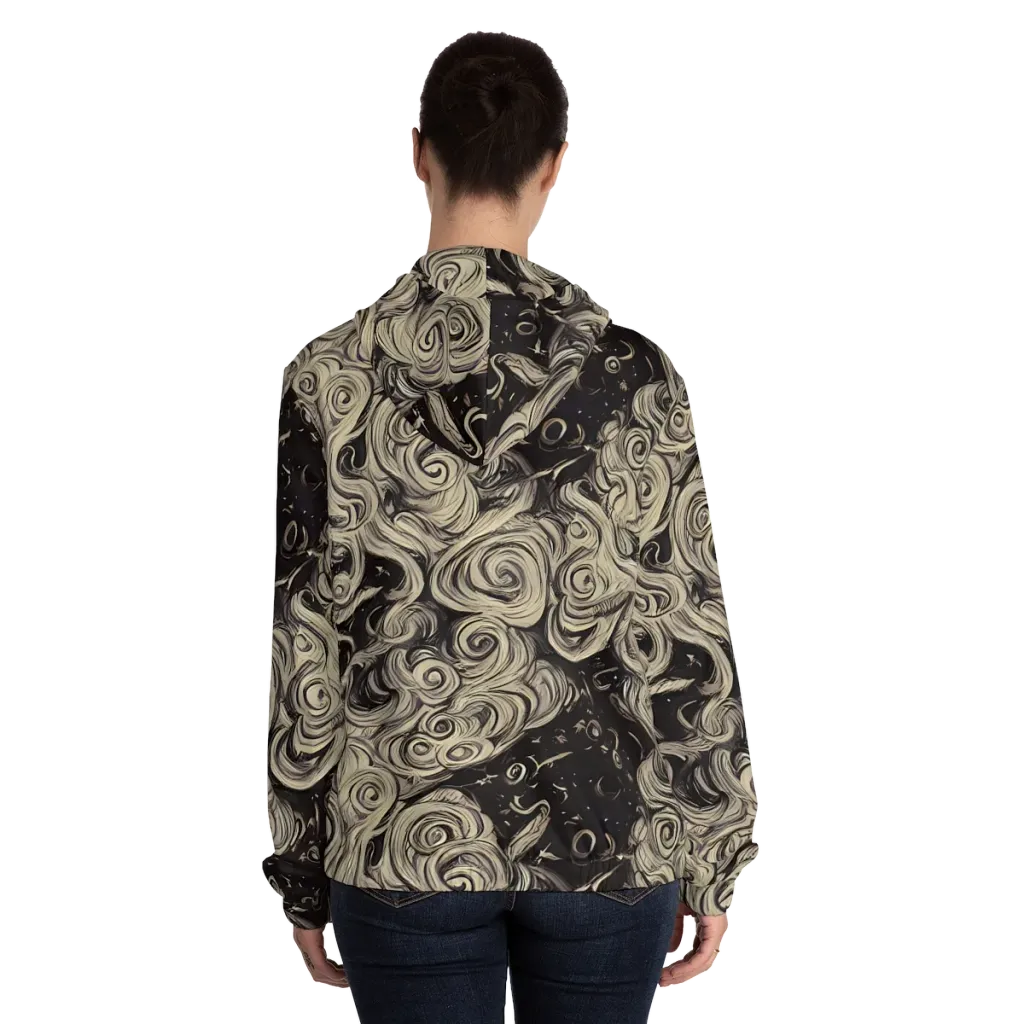 Ivory Whirlpool on Women's Full-Zip Hoodie — Back On Person