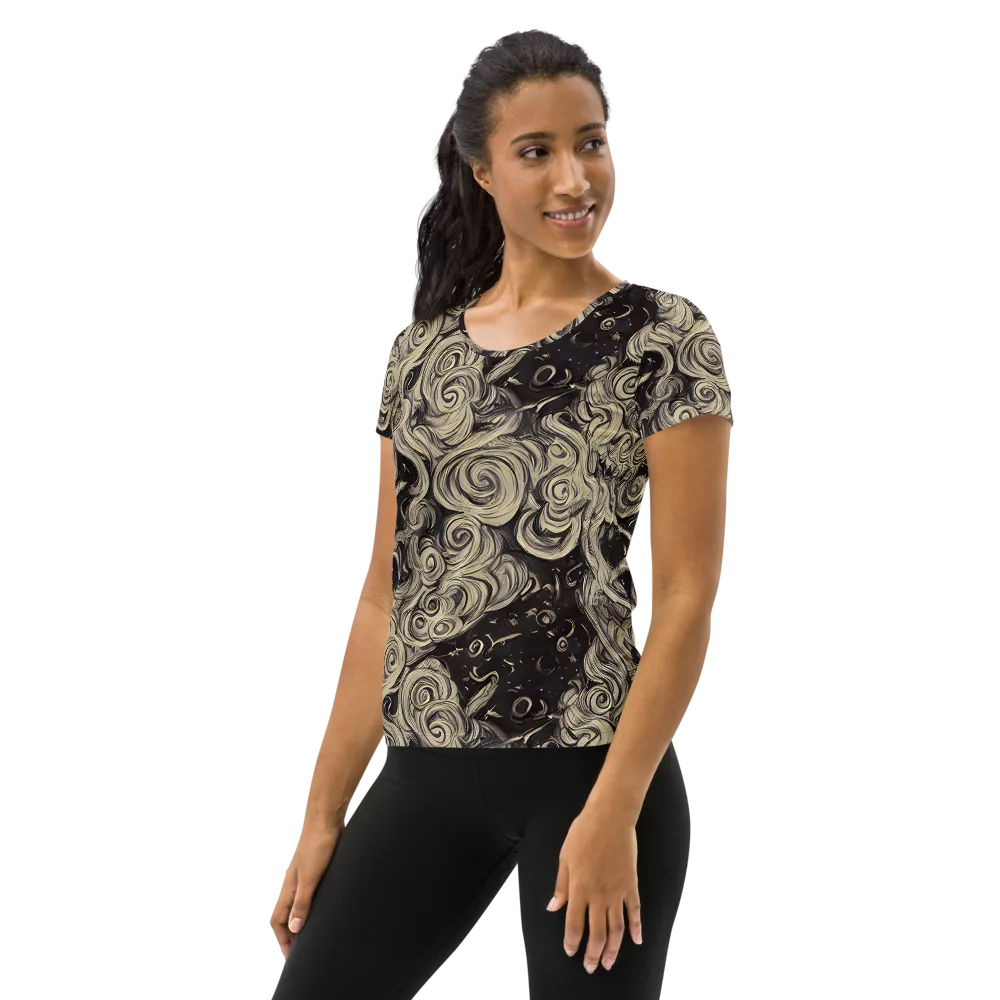 Ivory Whirlpool on Women's Athletic T-Shirt — Left