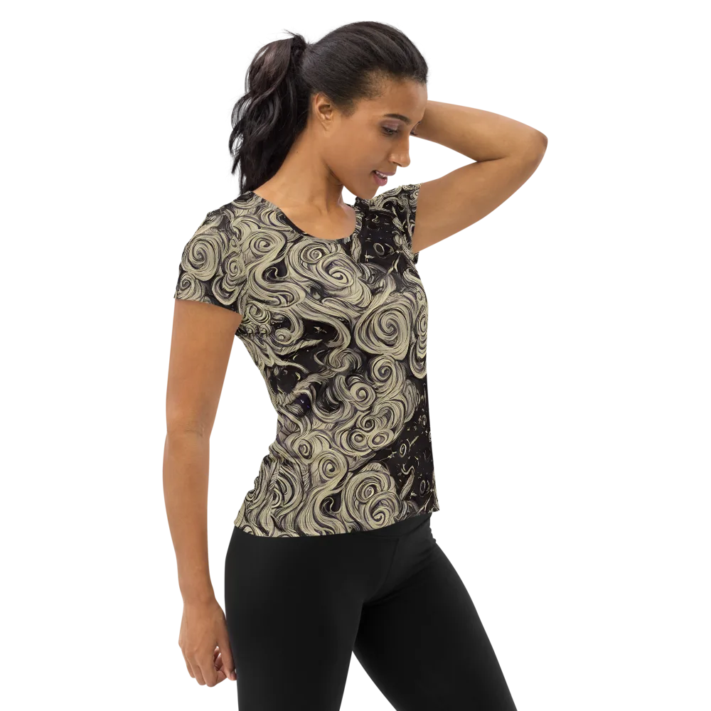 Ivory Whirlpool on Women's Athletic T-Shirt — Right