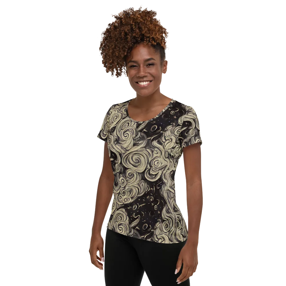 Ivory Whirlpool on Women's Athletic T-Shirt — Left