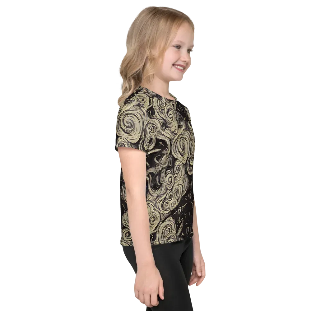 Ivory Whirlpool on Kids Crew Neck T-Shirt — Right