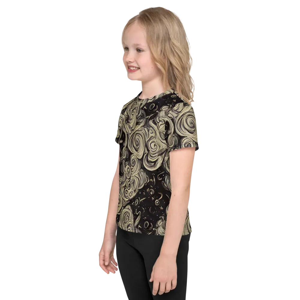 Ivory Whirlpool on Kids Crew Neck T-Shirt — Left