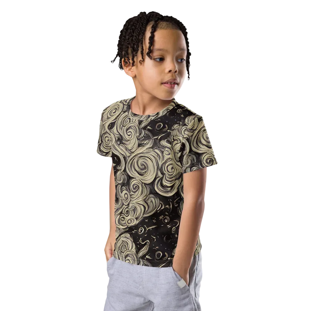 Ivory Whirlpool on Kids Crew Neck T-Shirt — Left Front