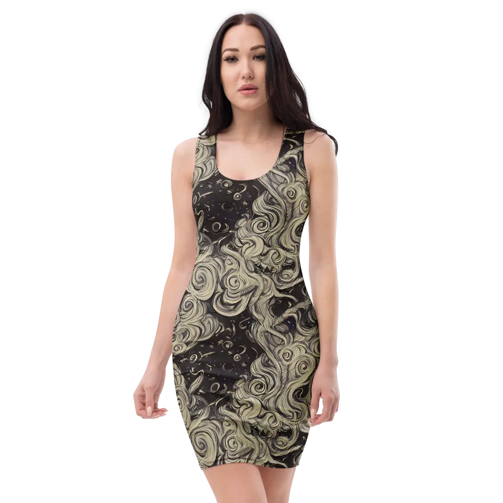 Ivory Whirlpool on Bodycon Dress — Front