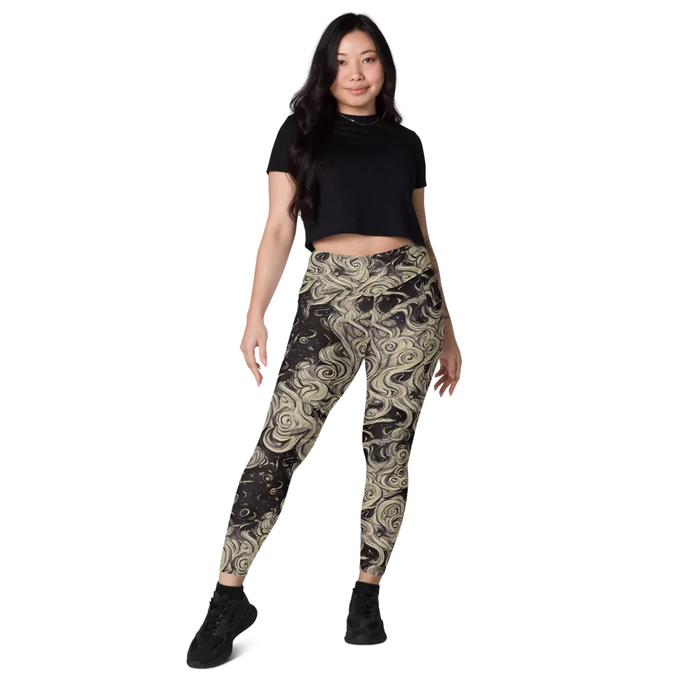 Ivory Whirlpool on Leggings with Pockets — Front