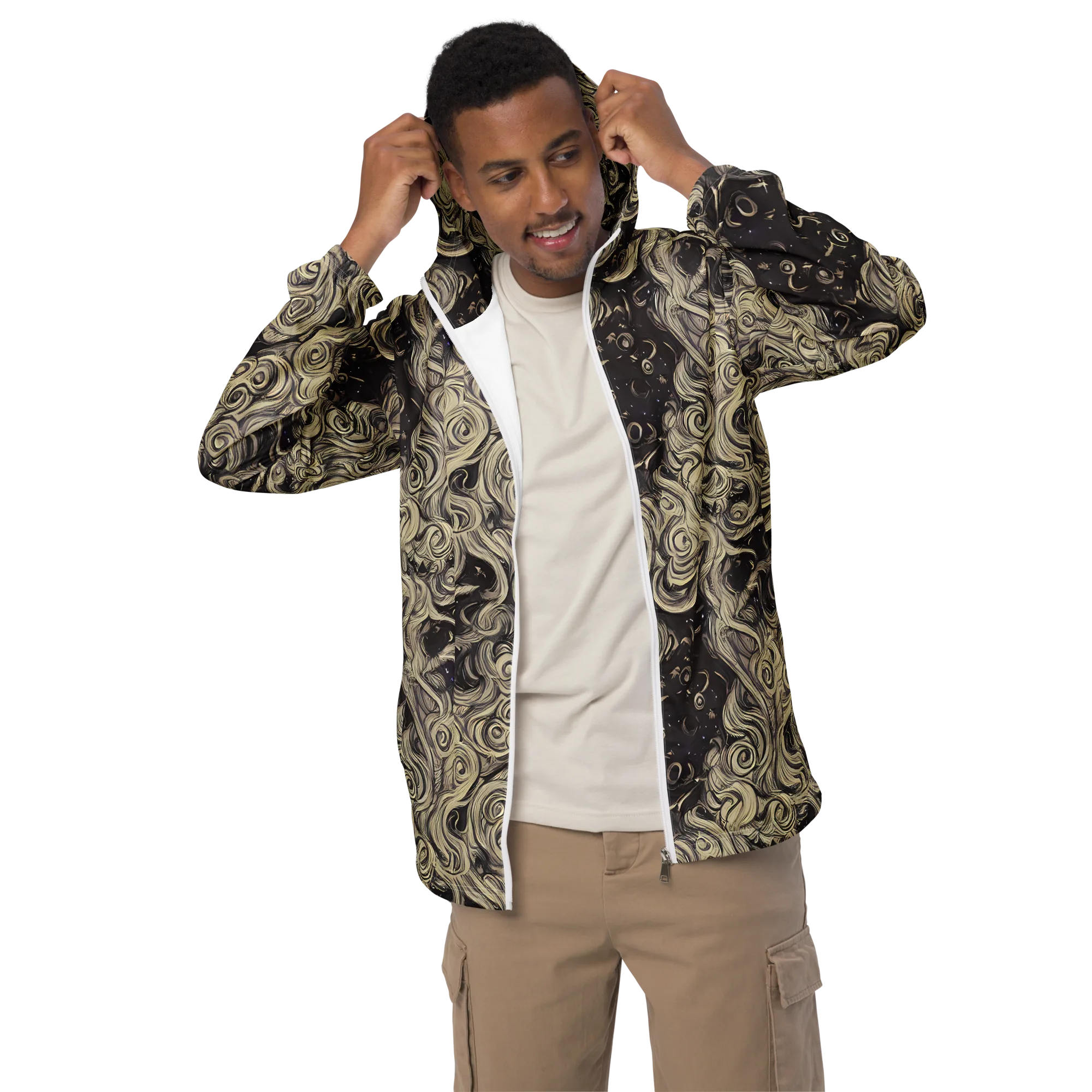Ivory Whirlpool on Men's Windbreaker — Front