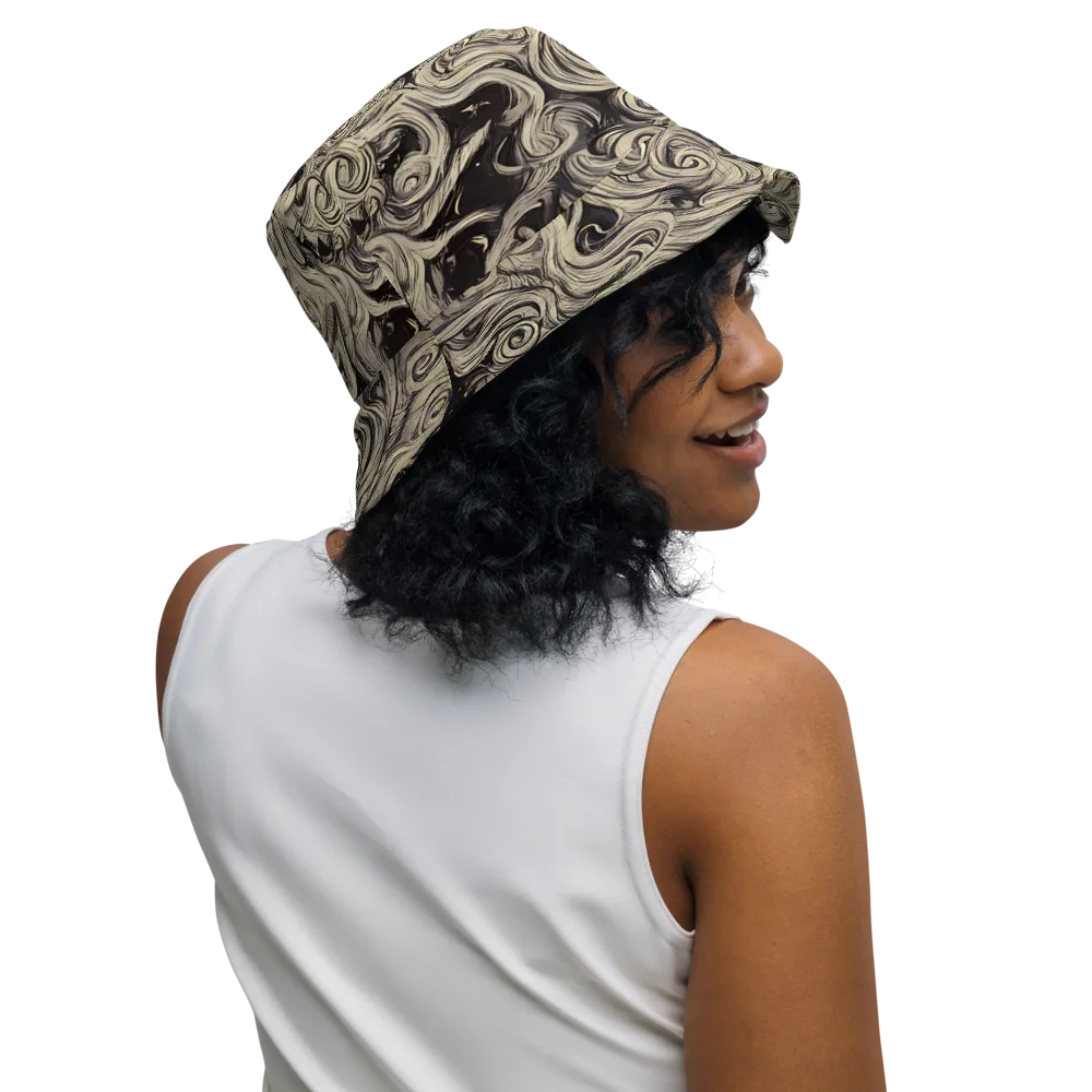 Ivory Whirlpool on Reversible Bucket Hat — Right Outside