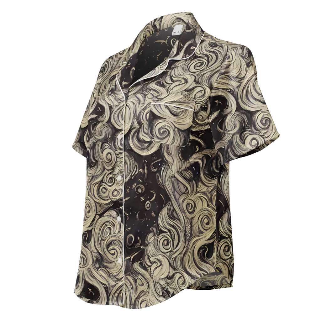 Ivory Whirlpool on Women's Short Sleeve Pajama Top — Left Front